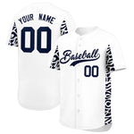 Custom White Navy Personalized Leopard Graffiti Pattern Side Design Baseball Jersey | BuyFootballJersey