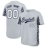 Custom Silver Navy Personalized Leopard Graffiti Pattern Side Design Baseball Jersey | BuyFootballJersey