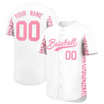 Custom White Light Pink Personalized Leopard Graffiti Pattern Side Design Baseball Jersey | BuyFootballJersey