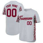 Custom Silver Crimson Personalized Leopard Graffiti Pattern Side Design Baseball Jersey | BuyFootballJersey