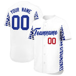 Custom White Royal Personalized Leopard Graffiti Pattern Side Design Baseball Jersey | BuyFootballJersey
