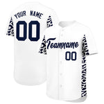 Custom White Navy Personalized Leopard Graffiti Pattern Side Design Baseball Jersey | BuyFootballJersey
