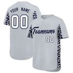 Custom Silver Navy Personalized Leopard Graffiti Pattern Side Design Baseball Jersey | BuyFootballJersey