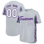 Custom Silver Purple Personalized Leopard Graffiti Pattern Side Design Baseball Jersey | BuyFootballJersey