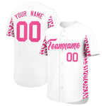 Custom White Pink Personalized Leopard Graffiti Pattern Side Design Baseball Jersey | BuyFootballJersey