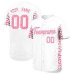 Custom White Light Pink Personalized Leopard Graffiti Pattern Side Design Baseball Jersey | BuyFootballJersey