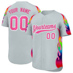 Custom Silver Graffiti Pattern Personalized Multicolored Flames Print Baseball Jersey | BuyFootballJersey