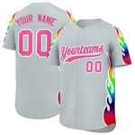 Custom Silver Graffiti Pattern Personalized Multicolored Flames Print Baseball Jersey | BuyFootballJersey