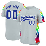 Custom Silver Graffiti Pattern Personalized Multicolored Flames Print Baseball Jersey | BuyFootballJersey