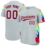 Custom Silver Graffiti Pattern Personalized Multicolored Flames Print Baseball Jersey | BuyFootballJersey