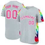 Custom Silver Graffiti Pattern Personalized Multicolored Flames Print Baseball Jersey | BuyFootballJersey