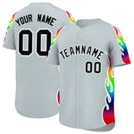 Custom Silver Graffiti Pattern Personalized Multicolored Flames Print Baseball Jersey | BuyFootballJersey