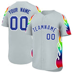 Custom Silver Graffiti Pattern Personalized Multicolored Flames Print Baseball Jersey | BuyFootballJersey