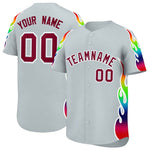 Custom Silver Graffiti Pattern Personalized Multicolored Flames Print Baseball Jersey | BuyFootballJersey
