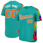 Custom Aqua Graffiti Pattern Personalized Multicolored Flames Print Baseball Jersey | BuyFootballJersey