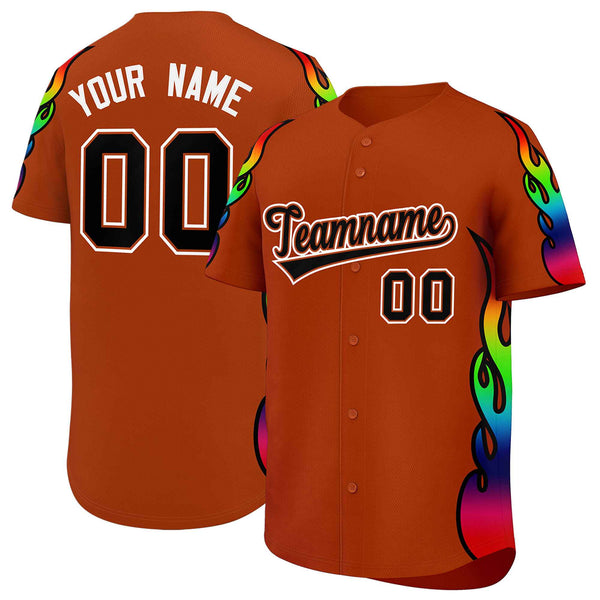 Custom Texas Orange Graffiti Pattern Personalized Multicolored Flames Print Baseball Jersey | BuyFootballJersey