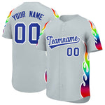 Custom Silver Graffiti Pattern Personalized Multicolored Flames Print Baseball Jersey | BuyFootballJersey