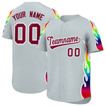 Custom Silver Graffiti Pattern Personalized Multicolored Flames Print Baseball Jersey | BuyFootballJersey