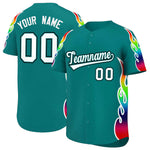 Custom Aqua Graffiti Pattern Personalized Multicolored Flames Print Baseball Jersey | BuyFootballJersey