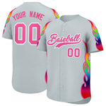 Custom Silver Graffiti Pattern Personalized Multicolored Flames Print Baseball Jersey | BuyFootballJersey