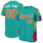 Custom Aqua Graffiti Pattern Personalized Multicolored Flames Print Baseball Jersey | BuyFootballJersey