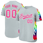 Custom Silver Graffiti Pattern Personalized Multicolored Flames Print Baseball Jersey | BuyFootballJersey