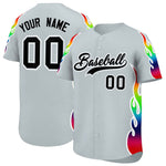 Custom Silver Graffiti Pattern Personalized Multicolored Flames Print Baseball Jersey | BuyFootballJersey