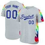 Custom Silver Graffiti Pattern Personalized Multicolored Flames Print Baseball Jersey | BuyFootballJersey