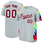 Custom Silver Graffiti Pattern Personalized Multicolored Flames Print Baseball Jersey | BuyFootballJersey