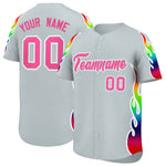 Custom Silver Graffiti Pattern Personalized Multicolored Flames Print Baseball Jersey | BuyFootballJersey
