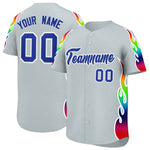 Custom Silver Graffiti Pattern Personalized Multicolored Flames Print Baseball Jersey | BuyFootballJersey