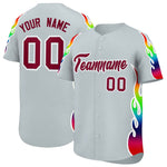 Custom Silver Graffiti Pattern Personalized Multicolored Flames Print Baseball Jersey | BuyFootballJersey