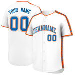Custom White Orange Color Block Personalized Side Dotted Line Baseball Jersey | BuyFootballJersey