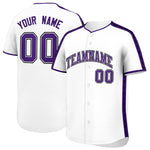 Custom White Purple Color Block Personalized Side Dotted Line Baseball Jersey | BuyFootballJersey