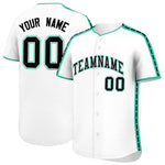 Custom White Bright Green Color Block Personalized Side Dotted Line Baseball Jersey | BuyFootballJersey