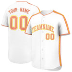 Custom White Light Orange Color Block Personalized Side Dotted Line Baseball Jersey | BuyFootballJersey