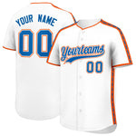 Custom White Orange Color Block Personalized Side Dotted Line Baseball Jersey | BuyFootballJersey