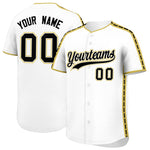 Custom White Old Gold Color Block Personalized Side Dotted Line Baseball Jersey | BuyFootballJersey