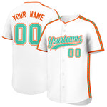 Custom White Orange Color Block Personalized Side Dotted Line Baseball Jersey | BuyFootballJersey