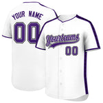 Custom White Purple Color Block Personalized Side Dotted Line Baseball Jersey | BuyFootballJersey
