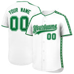 Custom White Kelly Green Color Block Personalized Side Dotted Line Baseball Jersey | BuyFootballJersey