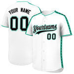 Custom White Bright Green Color Block Personalized Side Dotted Line Baseball Jersey | BuyFootballJersey