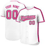 Custom White Pink Color Block Personalized Side Dotted Line Baseball Jersey | BuyFootballJersey