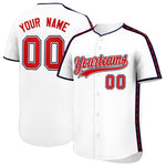 Custom White Navy Color Block Personalized Side Dotted Line Baseball Jersey | BuyFootballJersey