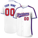 Custom White Royal Color Block Personalized Side Dotted Line Baseball Jersey | BuyFootballJersey