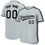 Custom Silver Black Color Block Personalized Side Dotted Line Baseball Jersey | BuyFootballJersey