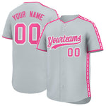 Custom Silver Pink Color Block Personalized Side Dotted Line Baseball Jersey | BuyFootballJersey