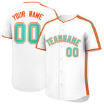 Custom White Orange Color Block Personalized Side Dotted Line Baseball Jersey | BuyFootballJersey