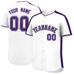 Custom White Purple Color Block Personalized Side Dotted Line Baseball Jersey | BuyFootballJersey