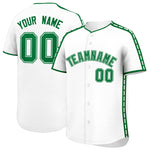 Custom White Kelly Green Color Block Personalized Side Dotted Line Baseball Jersey | BuyFootballJersey